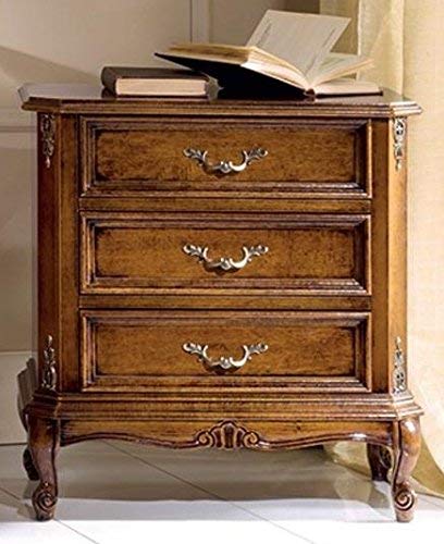 Dafne Italian Design Coppia di comodini, noce scuro -cm: 58 cm - 35 cm - H 62 cm - 0,17 Mc - Stile classico - 100% Made in Italy (SF17)