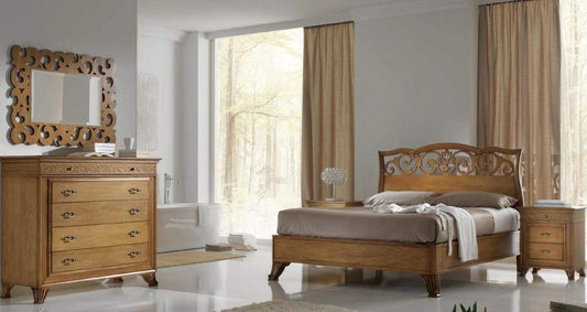 Dafne Italian Design Letto matrimoniale traforato legno chiaro, H.136XP.220XL.190 - per rete 180X200
