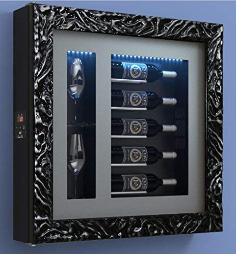 Cantinetta vino da parete per cinque bottiglie in orizzontale e due bicchieri orizzontali laterali per bottiglie H.328 D.90 mm - peso 30 kg. (SF00)