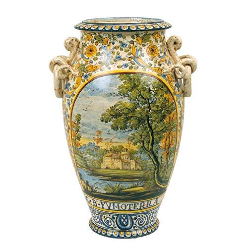 Dafne Italian Design Vaso portaombrelli dipinto a mano in ceramica artistica di Castelli Italia H cm 55 Serie Aulica