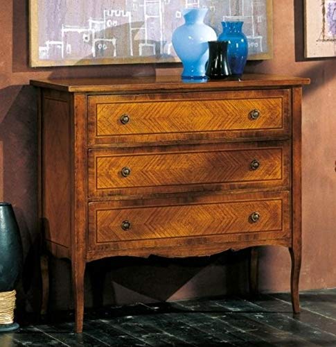 Dafne Italian Design 1 Com?, tre cassetti, noce scuro -cm: 101 cm - 46 cm - H 92 cm - 0,35 Mc - 100% Made in Italy (GF17)