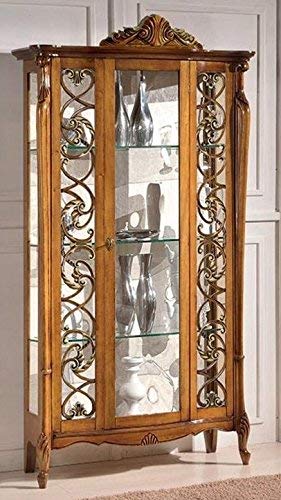 Dafne Italian Design Vetrina 1 anta alta centrale noce scuro, schienale tappezzato -cm: 109 cm - 40 cm - H 212 cm ? 0,95 Mc ? Stile classico - 100% Made in Italy (SF17)