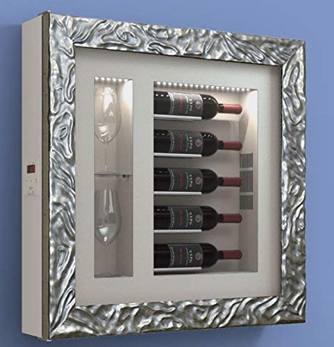 Cantinetta vino da parete per cinque bottiglie in orizzontale e duebicchieri orizzontali laterali per bottiglie H.328 D.90 mm - peso 30 kg. (SF00)