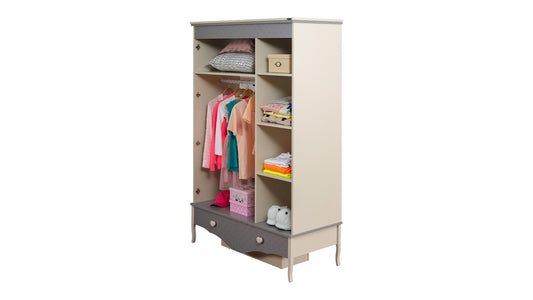 Dafne Italian Design Armadio tre ante con specchio Giulietta colore grigio antracite e beige misura cm.135x205x60