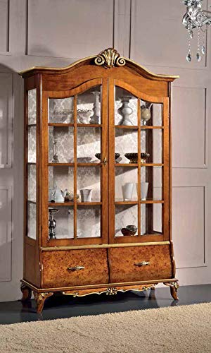 Dafne Italian Design Vetrina Stile Classico Noce (cm. L. 125 - P. 44 - H. 213) (TVG)
