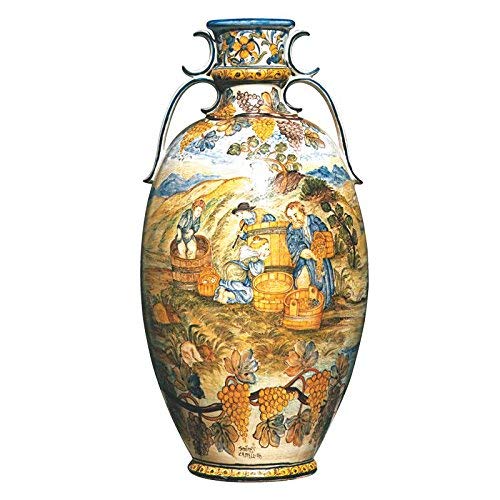 Vaso ad anfora in ceramica artistica italiana dipinto a mano.