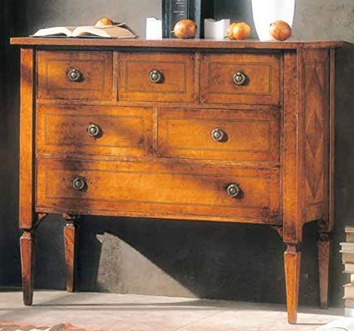 Dafne Italian Design Com?, sei cassetti, noce scuro -cm: 100 cm - 40 cm - H 87 cm - 0,35 Mc - 100% Made in Italy (GF17)