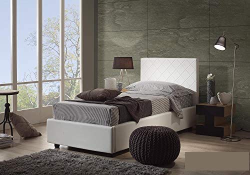 Dafne Italian Design Letto singolo con vano contenitore imbottito (93 cm, 206 cm, H 100 cm) (SFI)