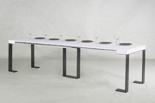 Dafne Italian Design Consolle allungabile Sintesi Bianco Frassino Telaio Antracite