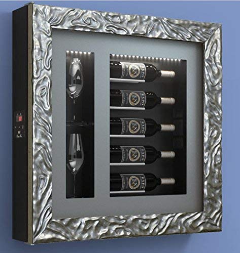 Cantinetta vino da parete per cinque bottiglie in orizzontale e due bicchieri orizzontali laterali per bottiglie H.328 D.90 mm - peso 30 kg. (SF00)