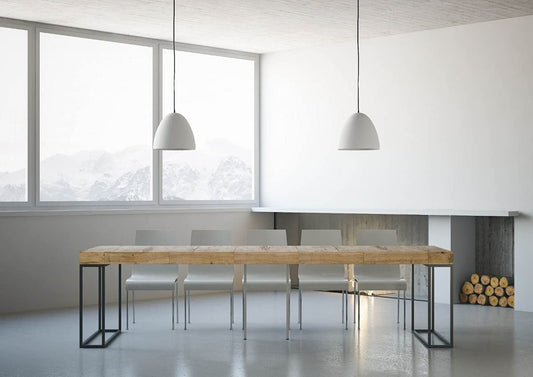 Dafne Italian Design Consolle allungabile Epoca Premium Quercia Natura Telaio Antracite