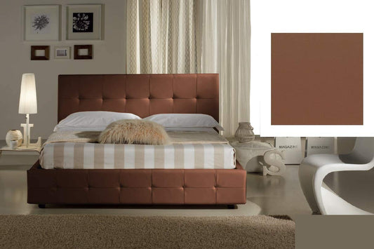Dafne Italian Design Letto una piazza e mezza contenitore, similpelle lavabile, colore marrone - Dimensioni: Larghezza 136 x 210 x H 100 cm - per materasso 120 x 190. - 100% Made in Italy (SFI)