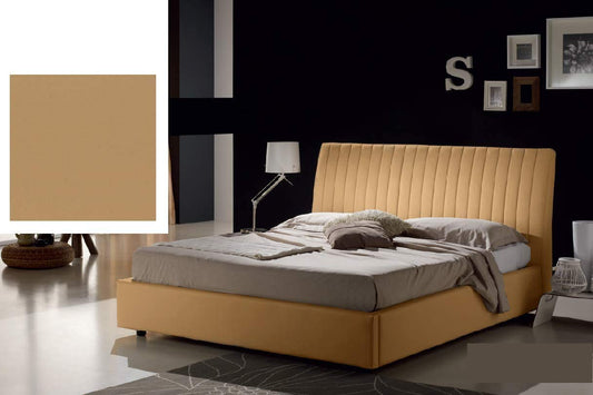 Dafne Italian Design Letto una piazza e mezza contenitore, similpelle lavabile, marrone chiaro - Dimensioni: 138x228x110 cm - per materasso 120x200-100% Made in Italy