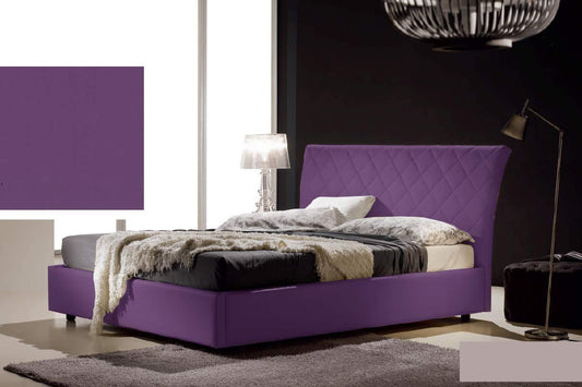 Dafne Italian Design Letto una piazza e mezza contenitore, similpelle, trapuntato, viola -138x228x110 cm - per materasso 120x200-100% Made in Italy
