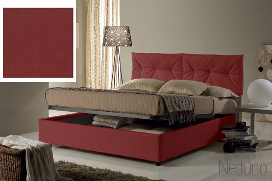 Dafne Italian Design Letto una piazza e mezza contenitore, similpelle, rosso mattone - 134x205x102 cm - per materasso 120x190-100% Made in Italy