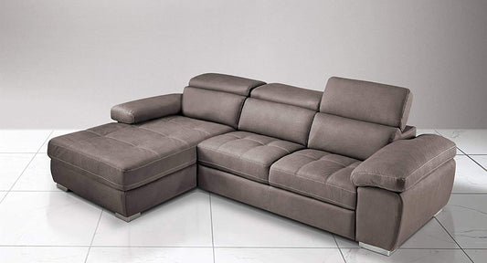 Dafne Italian Design Divano Letto angolare 3 posti con penisola a Sinistra. Similpelle Effetto Nabuk Elephant (cm. 265 x 182 x 97h)