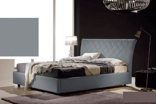 Dafne Italian Design Letto matrimoniale contenitore, similpelle lavabile, trapuntato, colore grigio - Dimensioni: Larghezza 178 x 218 x H 110 cm - per materasso 160 x 190. - 100% Made in Italy (SFI)