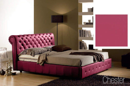 Letto matrimoniale contenitore, similpelle lavabile, lavorazione capitonn?, colore porpora - Dimensioni: Larghezza 180 x 236 x H 114 cm - per materasso 160 x 200. - 100% Made in Italy (SFI)