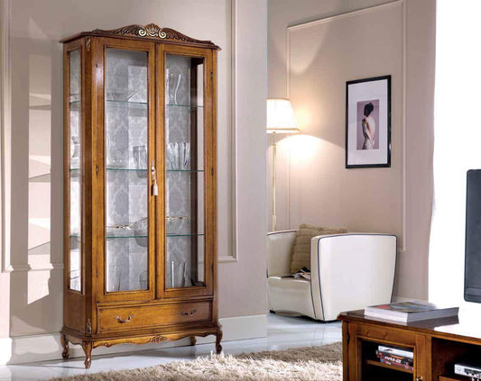 Dafne Italian Design Vetrinetta Stile Classico Noce (cm. L. 90- P. 35 - H. 194) (TVG)