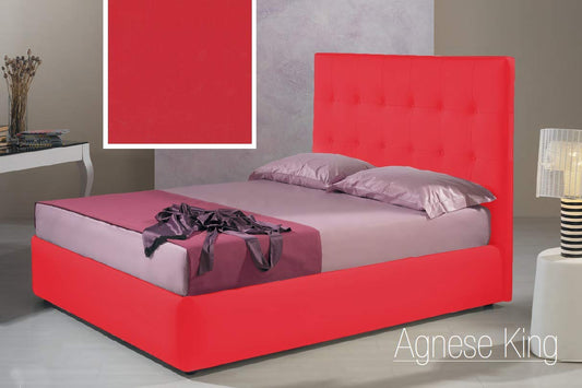 Dafne Italian Design Letto matrimoniale contenitore, similpelle lavabile, rosso - 176x210xH140 cm - per materasso 160x190-100% Made in Italy