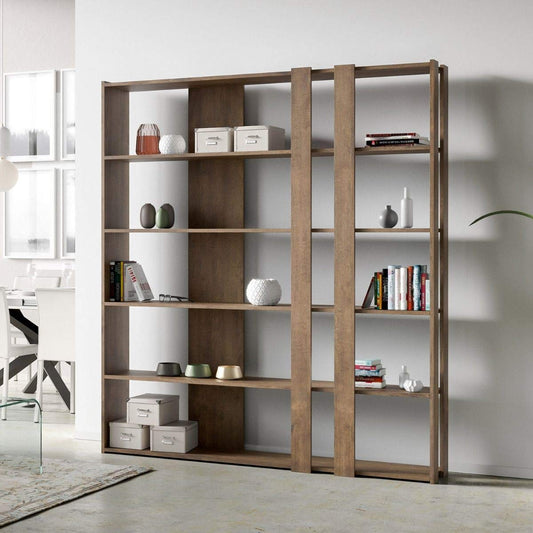 Dafne Italian Design Libreria Composizione C Kato 6R 2 fianchi 4 fasce lunghe Noce