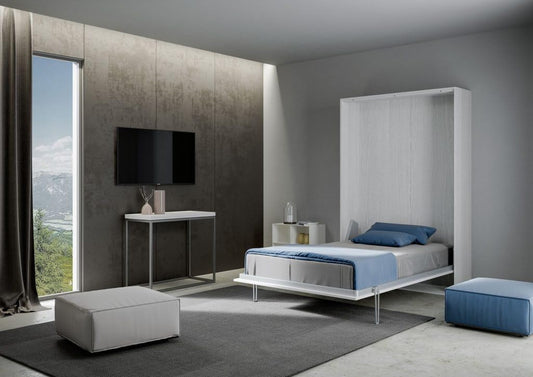 Dafne Italian Design - Letto a Scomparsa Verticale Francese, Made in Italy (Noce) Letto Richiudibile a Parete per Materasso 140x190cm con Sistema di Discesa Sicuro, il Materasso NON è Incluso