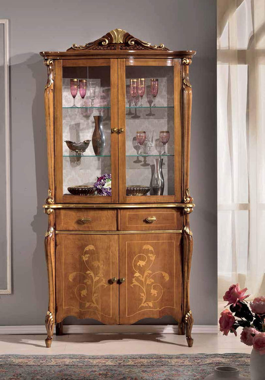 Dafne Italian Design Vetrina Stile Classico Noce (cm. L. 109- P. 47 - H. 221) (TVG)