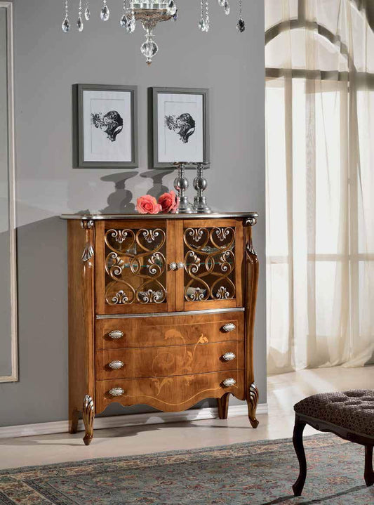 Dafne Italian Design Vetrinetta Stile Classico Noce (cm. L. 107 - P. 40 - H. 120) (TVG)