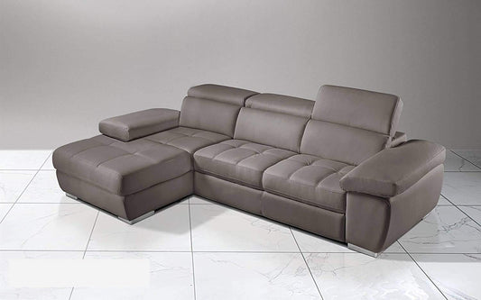 Dafne Italian Design Divano Letto angolare 3 posti con penisola a Sinistra. Similpelle Talpa (cm. 265 x 182 x 97h)