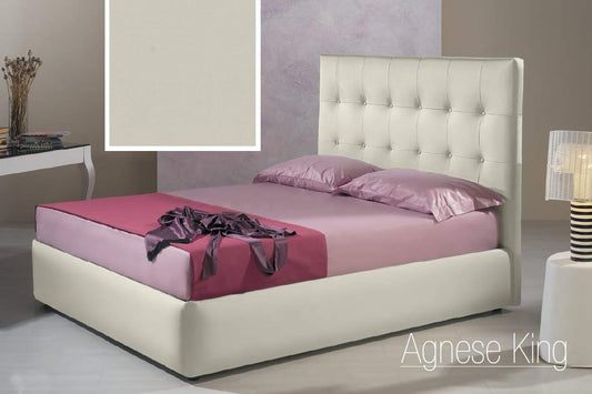 Dafne Italian Design Letto matrimoniale contenitore, similpelle lavabile, colore grigio chiaro - Dimensioni: Larghezza 176 x 220 x H 140 cm - per materasso 160 x 200. - 100% Made in Italy (SFI)