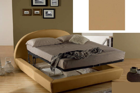 Dafne Italian Design Letto matrimoniale contenitore, similpelle lavabile, colore beige scuro - Dimensioni: Larghezza 194 x 230 x H 114 cm - per materasso 160 x 200. - 100% Made in Italy (SFI)