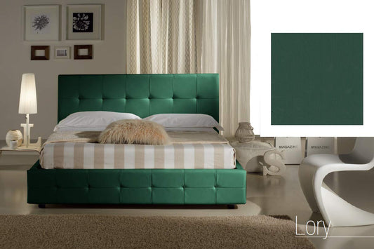 Dafne Italian Design Letto una piazza e mezza contenitore, similpelle, verde scuro -136 x 210 x H 100 cm - per materasso 120 x 190-100% Made in Italy (SFI)