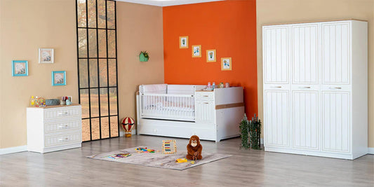 Dafne Italian Design Cameretta Completa da Neonato Mango con Lettino Crescita Stile Essenziale.