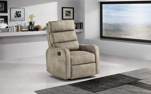 Dafne Italian Design Poltrona Relax con poggiapiedi. Similpelle Effetto Nabuk Light Grey - Poltrona con Recliner Manuale cm. 72 x 93 x 107h - Materiale: Similpelle Grigio