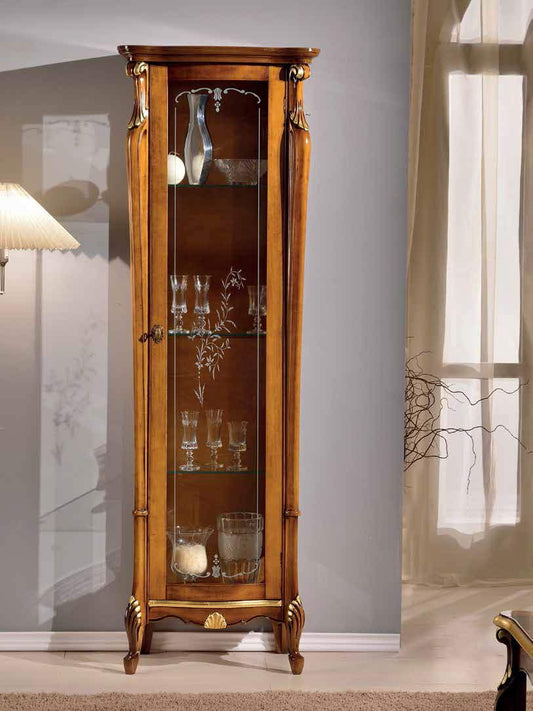 Dafne Italian Design Vetrina Stile Classico Noce (cm. L. 70 - P. 38 - H. 195) (TVG)