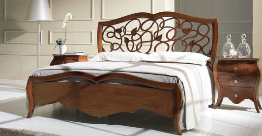 Dafne Italian Design Letto matrimoniale traforato, noce scuro, 133X215X205 - per rete 180X200, 65 Kg, Testiera-pediera: noce toulipier