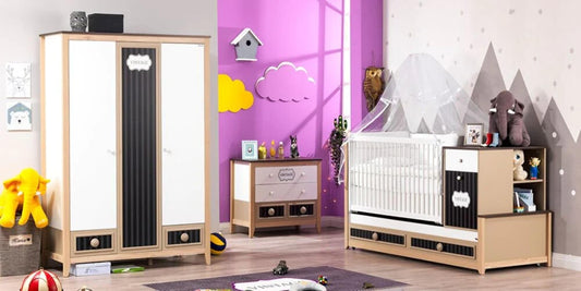 Dafne Italian Design Cameretta Completa da Neonato con Lettino Crescita MOD. Melody Dark