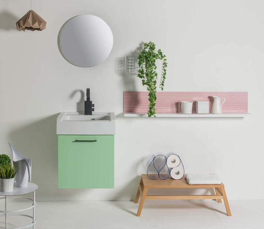 Dafne Italian Design Mobile da bagno in alluminio bianco e verde (cm. L52 x P50 x H62)