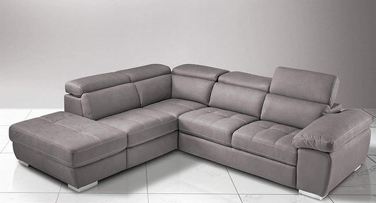 Dafne Italian Design Divano Letto angolare 3 posti con penisola a Sinistra. Similpelle Effetto Nabuk Talpa (cm. 285 x 245 x 97h)