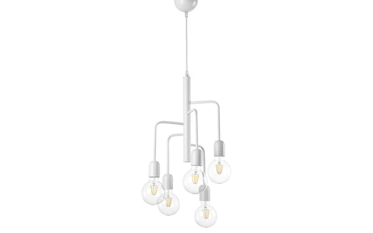 Dafne Italian Design Lampadario da soffitto bianco a 5 luci - Compatibile con lampadine Class (UL)