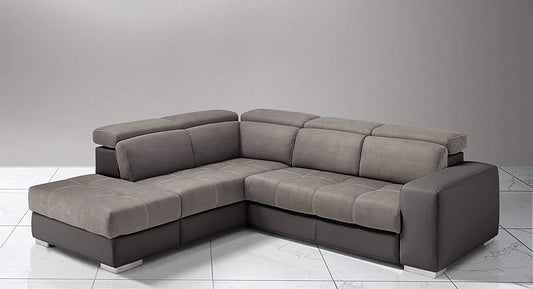 Dafne Italian Design Divano Letto angolare 3 posti con penisola a Sinistra. Similpelle Elephant, Similpelle Effetto Nabuk Talpa (cm. 266 x 230 x 94h)