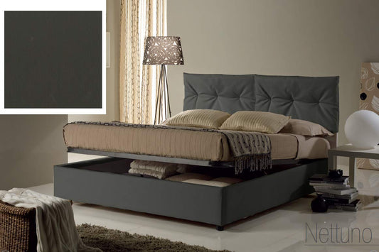 Dafne Italian Design Letto una piazza e mezza contenitore, similpelle, nero - 134x215x102 cm - per materasso 120x200-100% Made in Italy