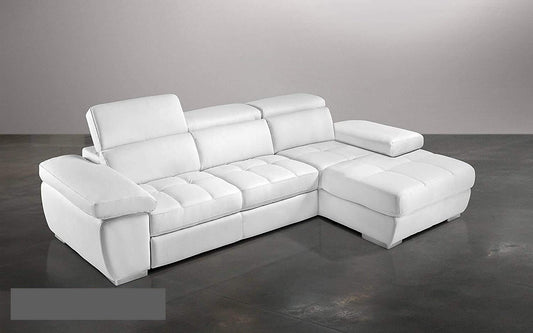 Dafne Italian Design Divano Letto angolare 3 posti con penisola a Destra. Similpelle Bianco (cm. 277 x 182 x 97h)