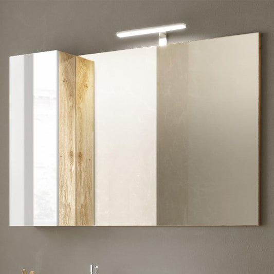 Dafne Italian Design Mobile da bagno sospeso Amby finitura bianco lucido e rovere cm 92x47x83 (base, lavabo, specchio, pensile)