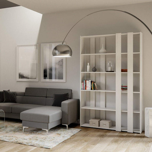 Dafne Italian Design Libreria Composizione Small A Kato 6R 2 fianchi 4 fasce lunghe Bianco Frassino