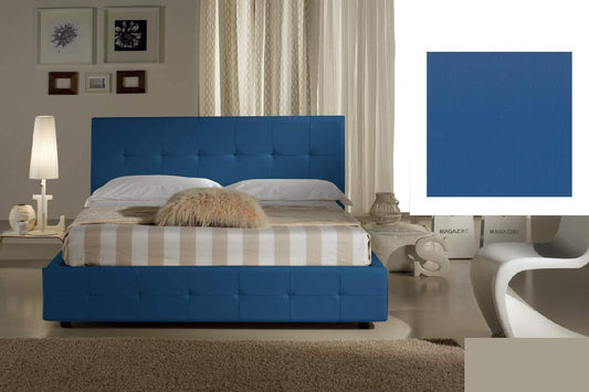 Dafne Italian Design Letto matrimoniale contenitore, similpelle lavabile, colore blu - Dimensioni: Larghezza 176 x 210 x H 100 cm - per materasso 160 x 190. - 100% Made in Italy (SFI)