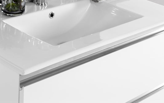 Dafne Italian Design Mobile da bagno Vichy finitura bianco lucido, sospeso, cm 61x46x189 (base, lavabo, specchio)