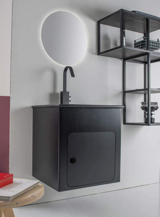 Dafne Italian Design Mobile da Bagno Nero in Alluminio (cm. L60 x P50 x H62)