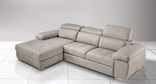Dafne Italian Design Divano Letto angolare 3 posti con penisola a Sinistra. Similpelle Effetto Nabuk Beige (cm. 265 x 182 x 97h)