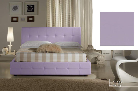 Dafne Italian Design Letto una piazza e mezza contenitore, similpelle, viola glicine - 136 x 210 x H 100 cm - per materasso 120 x 190-100% Made in Italy